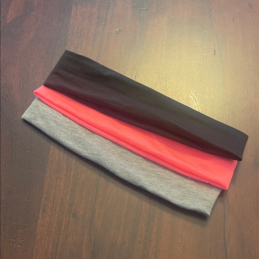 Set of Three Headbands - Black, Pink, and Gray
